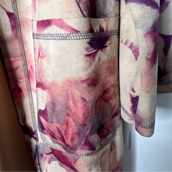 Anthropologie Solitaire Faux Suede Boho Fall Floral Duster Jacket Medium EUC - Picture 11 of 15